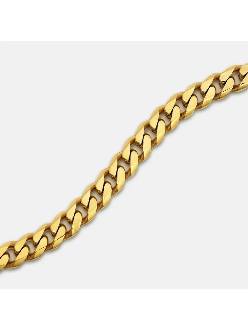 Ridge Curb Chain 18K Gold Over Stainless Steel 22” Necklace 8.5” Bracelet set